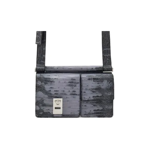 FERRAGAMO Телячья кожа Сумка через плечо Мужская Черная Пыльно-серая