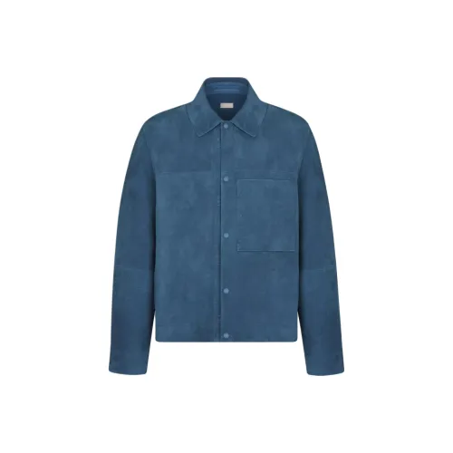 DIOR FW25 Кожа Куртка Мужская Синяя