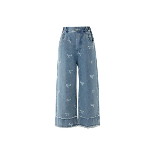 I.KARNOW Брюки 13178 С принтом по всей поверхности Бант Джинсы Детские