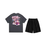 Комплект одежды (Черная рубашка с коротким рукавом + Серые шорты)