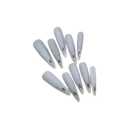 JIXUAN Серебряный Луна Judge False Nail Длинный Серебряный Smudge Матовый