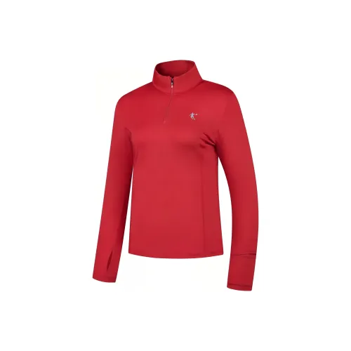 QIAODAN Feiying Бег T-Рубашка Женская Винтаж Настоящий Красный