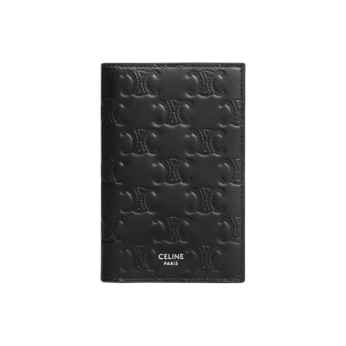 CELINE Triomphe Коровья кожа Держатель для карт Мужской Черный