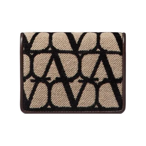 Valentino Кожа Детали Кошелек Маленький Женский Бежевый Черный