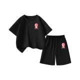 [Розовая шляпа Quick-Dry Топ + Quick-Dry Шорты] Черный + Черный