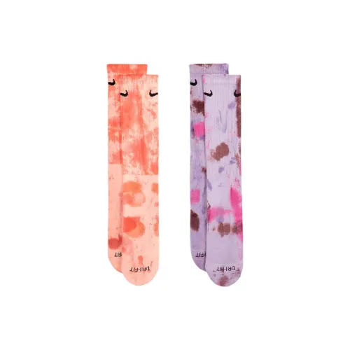 Nike одежда 2 шт Апельсин+Фиолетовый Унисекс MID Носки до икры