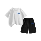 [Влагоотводящая одежда с коротким рукавом + быстросохнущие шорты] Серый + Черный