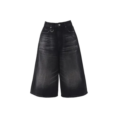 BRN Черно-серые Штаны капри Женские Джинсовые шорты