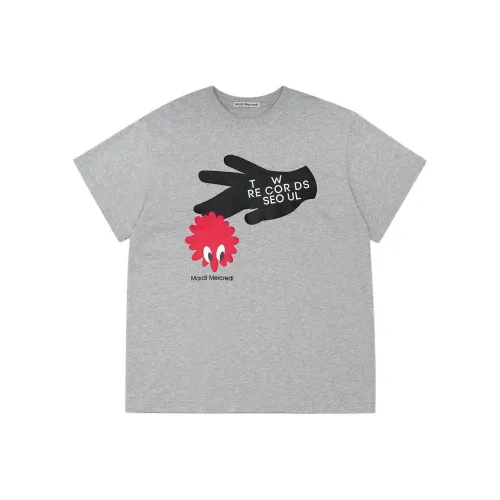 MARDI MERCREDI SS25 Унисекс Футболка TURNTABLE Логотип_GREY T Рубашка Корейский стиль Унисекс