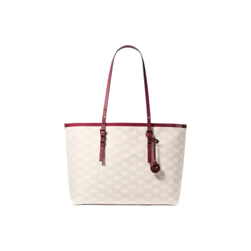 MICHAEL KORS Хлопок Тоут Сумка Сумка для покупок Сумка Сумка через плечо Большая Женская Бежевая и Розово-красная