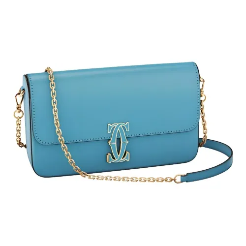 Cartier C De Cartier Collection Телячья кожа Сумка через плечо Сумка на плечо Мини Женская Синяя