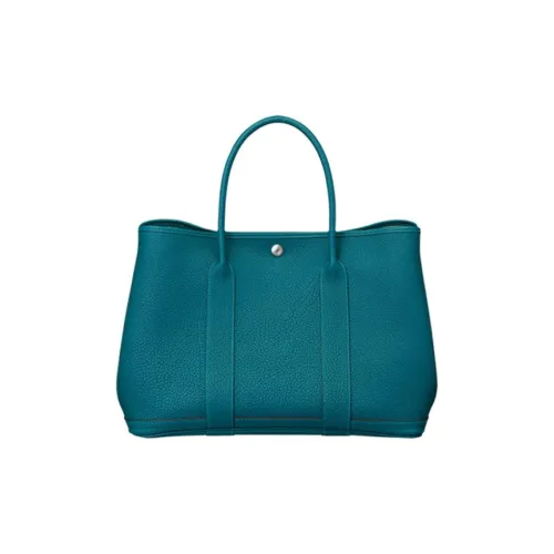 HERMES Garden Party Negonda Телячья кожа Узор "елочка" Холст Подкладка Сумка Стандартная Женская 7C Кобальтовый синий