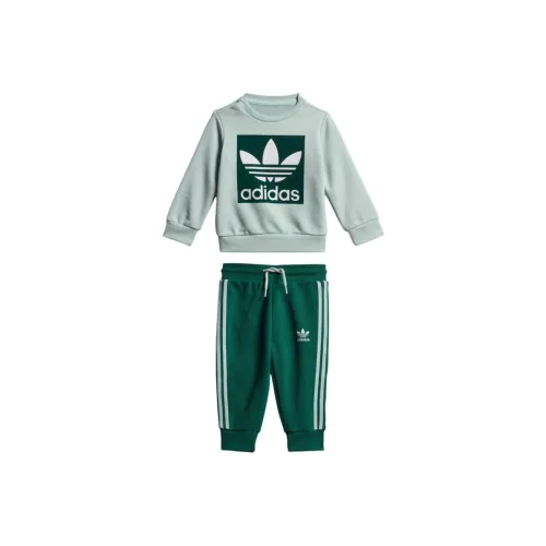 Adidas Originals Повседневная спортивная одежда CREW SET Паровой зеленый Белый Для малышей и детей дошкольного возраста