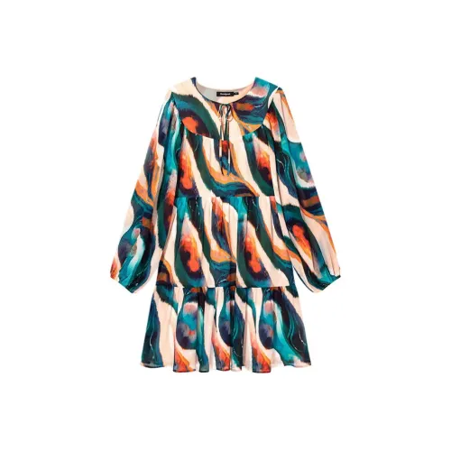 Desigual Многоцветные Женские Длинные Платья с Рукавами