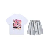 Комплект одежды (Белая короткая футболка с коротким рукавом + Серые шорты)