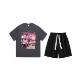 Комплект одежды (Серая рубашка с коротким рукавом + Черные шорты)