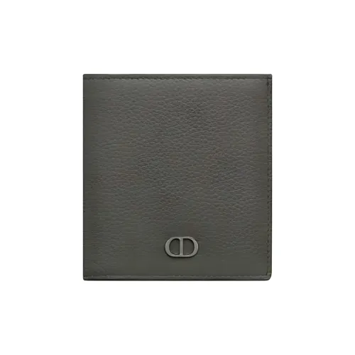 DIOR Grained Телячья кожа Кошелек Мужской Зеленый