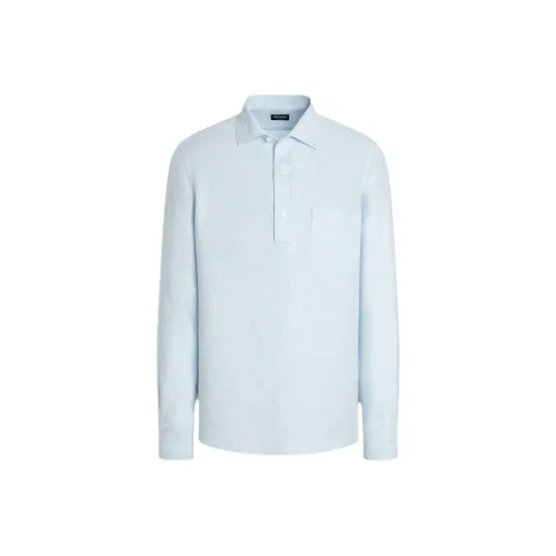 Ermenegildo Zegna Light Blue Men's Shirts Эргенжильдо Зегна Светло-Синие Мужские Рубашки