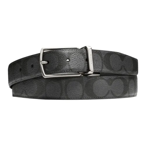 COACH Ремни из ПУ (полиуретана) Мужской Черный Серый Ширина 3 см