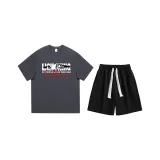 Комплект одежды (Серая рубашка с коротким рукавом + Черные шорты)