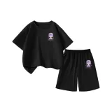 Фиолетовая шляпа, быстросохнущая рубашка + быстросохнущие шорты, черный + черный