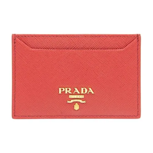 PRADA Держатель для карт из коровьей кожи женский красный