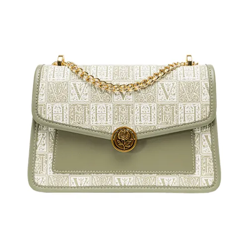 VANESSA HOGAN Монограмма с коровьей кожей квадратная сумка Silo сумка через плечо с цепочкой женская зеленая