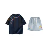 Комплект (Темно-синяя футболка + светло-синие шорты)