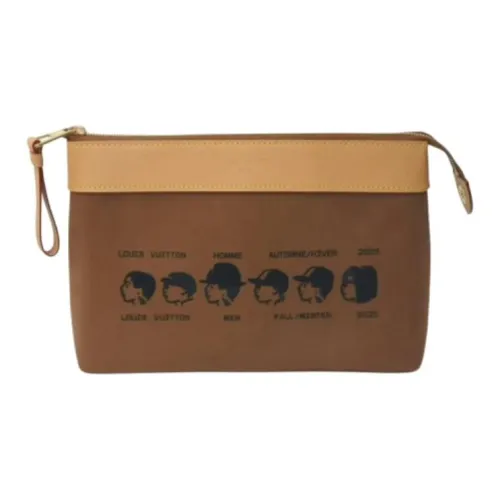 LOUIS VUITTON NIGO Collaboration Pochette Voyage Souple Canvas Clutch Men's Brown