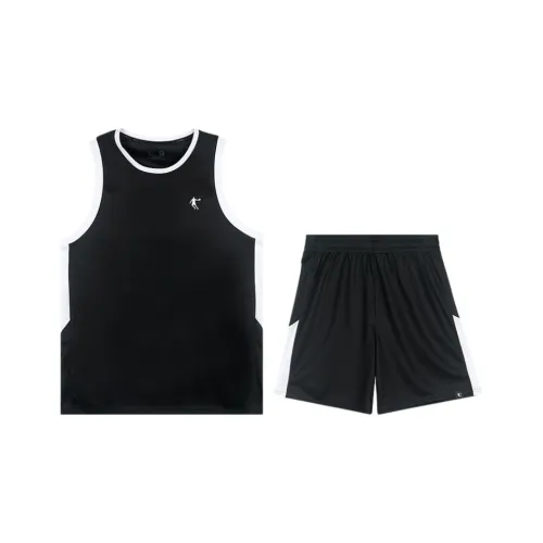 QIAODAN Баскетбольный костюм мужской черный Джордан белый