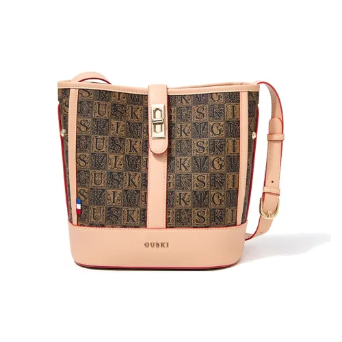 GUSKI Сумка через плечо из коровьей кожи портативная обычная женская кофейного бежевого светло-зеленого цвета