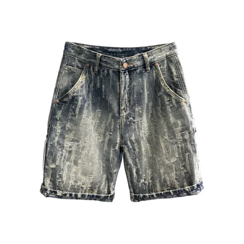 YGQPZHZ Blue Men's Denim Shorts YGQPZHZ Синий Мужские Джинсовые Шорты