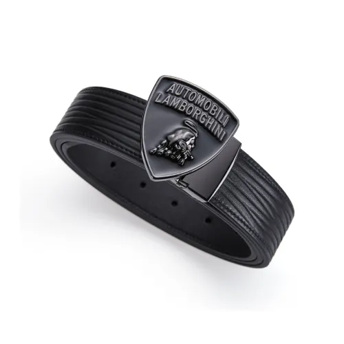 AUTOMOBILI LAMBORGHINI Ремни из коровьей кожи Мужской Черный Ширина 3,4CM