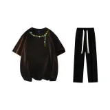 Комплект одежды (Черная футболка + Черные повседневные штаны)