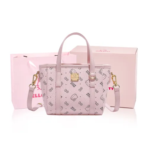 MESUCA Hello Kitty Коллаборация ПУ (полиуретан) Сумка-тоут Одно плечо Женская Розовая Коричневая Молочно-чайная