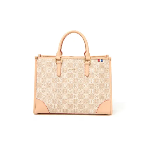 GUSKI Сумка из крупнозернистой текстуры коровьей кожи стандартная женская кофейного бежевого светло-зеленого цвета