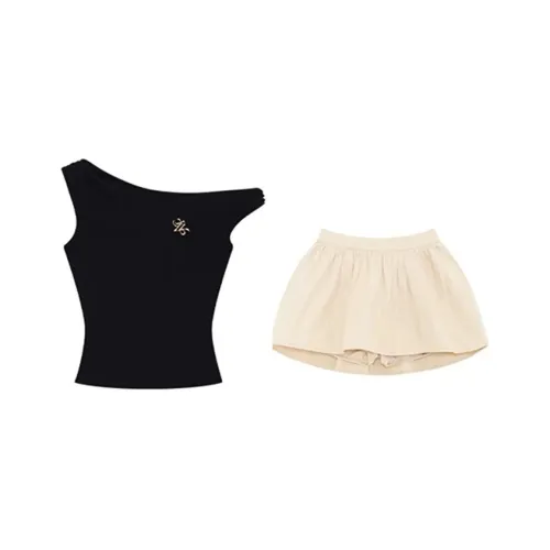 AFGGD Черный + абрикосовый Женские Комплекты с юбкой