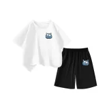 [Влагоотводящая одежда с коротким рукавом + быстросохнущие шорты] Белый + Черный