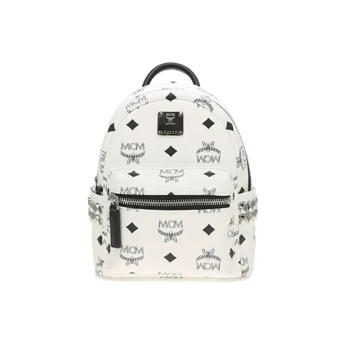 MCM Leather Backpack Mini Men's Black White MCM Кожа Рюкзак Мини Мужской Черный Белый