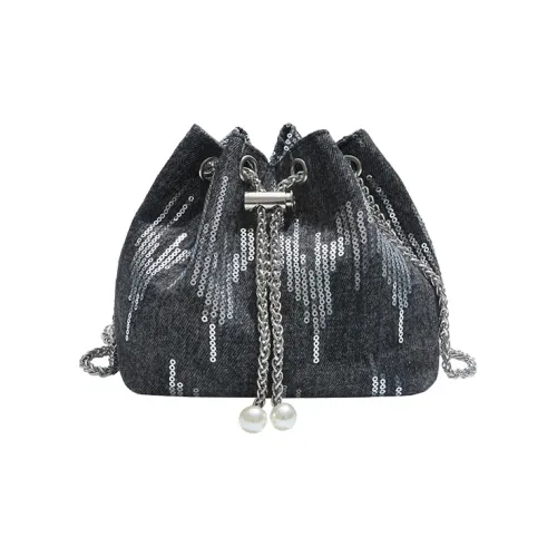 TOUTSEUL YOLO Denim Bucket Bag Shoulder Bag Женская Черный Светло-Синий Темно-Синий