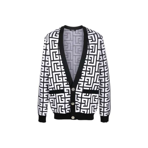 BALMAIN Черный/Белый Мужские Свитера