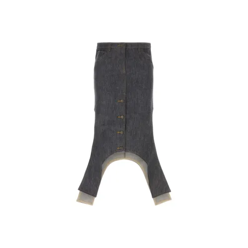 COURREGES Denim Long Skirt Women's Blue