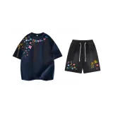 Комплект (Темно-синяя футболка + черно-серые шорты)