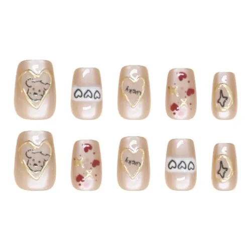 Gentle Welcome Мультяшный 3D-эффект Милый False Nail Короткий Ледяной Прозрачный Jump Цвет Кошачий глаз