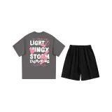 Комплект одежды (Серая рубашка с коротким рукавом + Черные шорты)