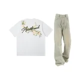 Комплект одежды (Белая рубашка с коротким рукавом + Желтые джинсы с эффектом грязи)