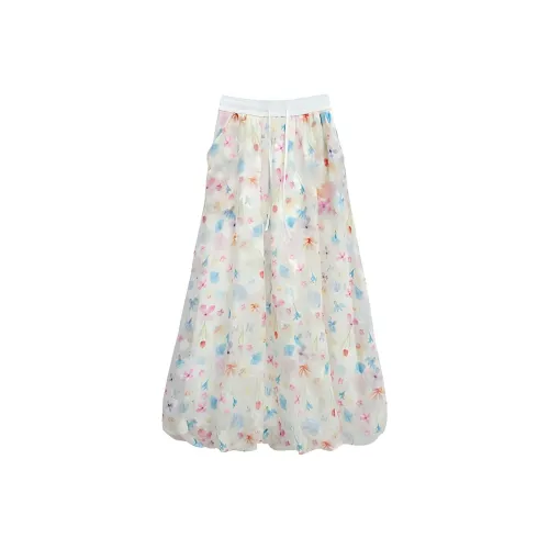 Hao Zhilang Повседневный Длинный Юбка Женская Белая