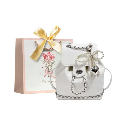 Champion Cub ПУ (полиуретан) Одно плечо Через плечо Портативный Рюкзак Обычный Женский Экрю Серебристый Черный