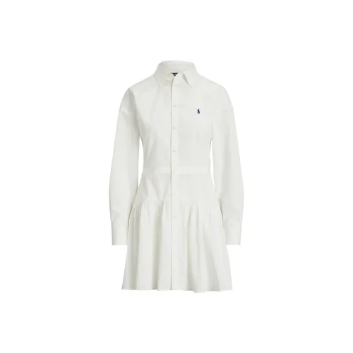 Polo Ralph Lauren Длинное платье с длинными рукавами женское белое