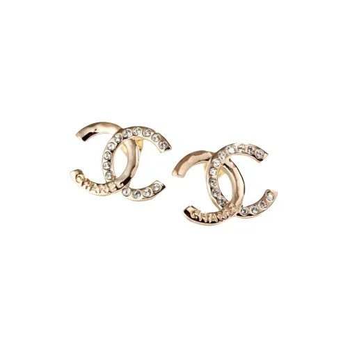 Серьги-гвоздики с подвесками Double C от CHANEL украшенные стразами женские